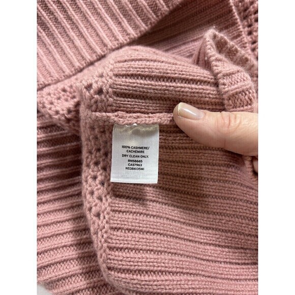 Nordstrom Signature Cashmere Sweater Pink Medium Loose Knit Balloon Sleeves - Picture 7 of 10